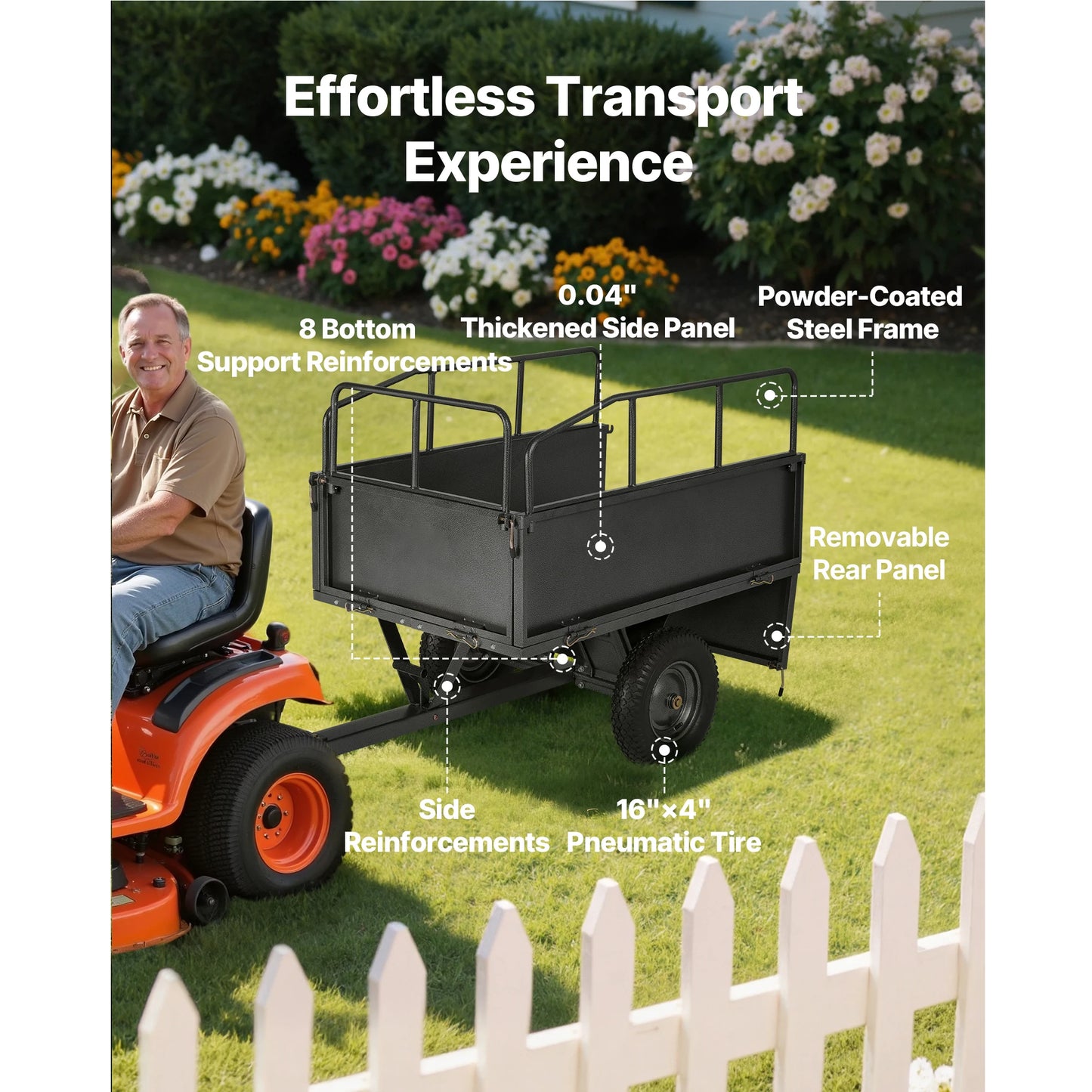 SucceBuy 600Lb Capacity ATV UTV Utility Trailer For Lawn Mower