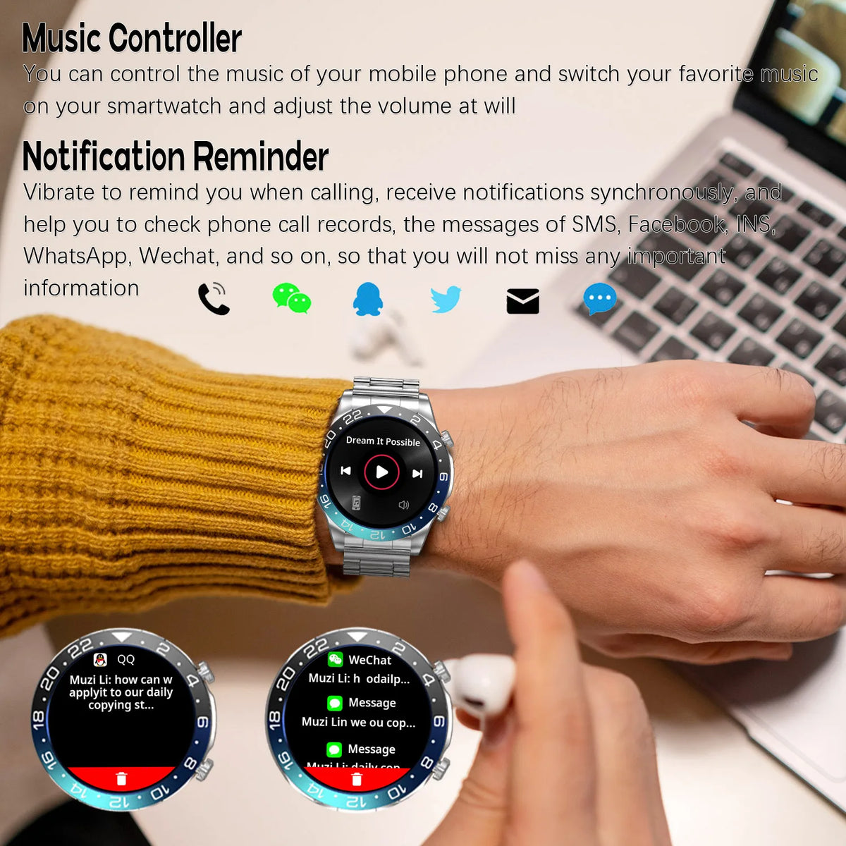 Bluetooth Calling Smart Watch Fitness Tracker Heart Rate Monitor