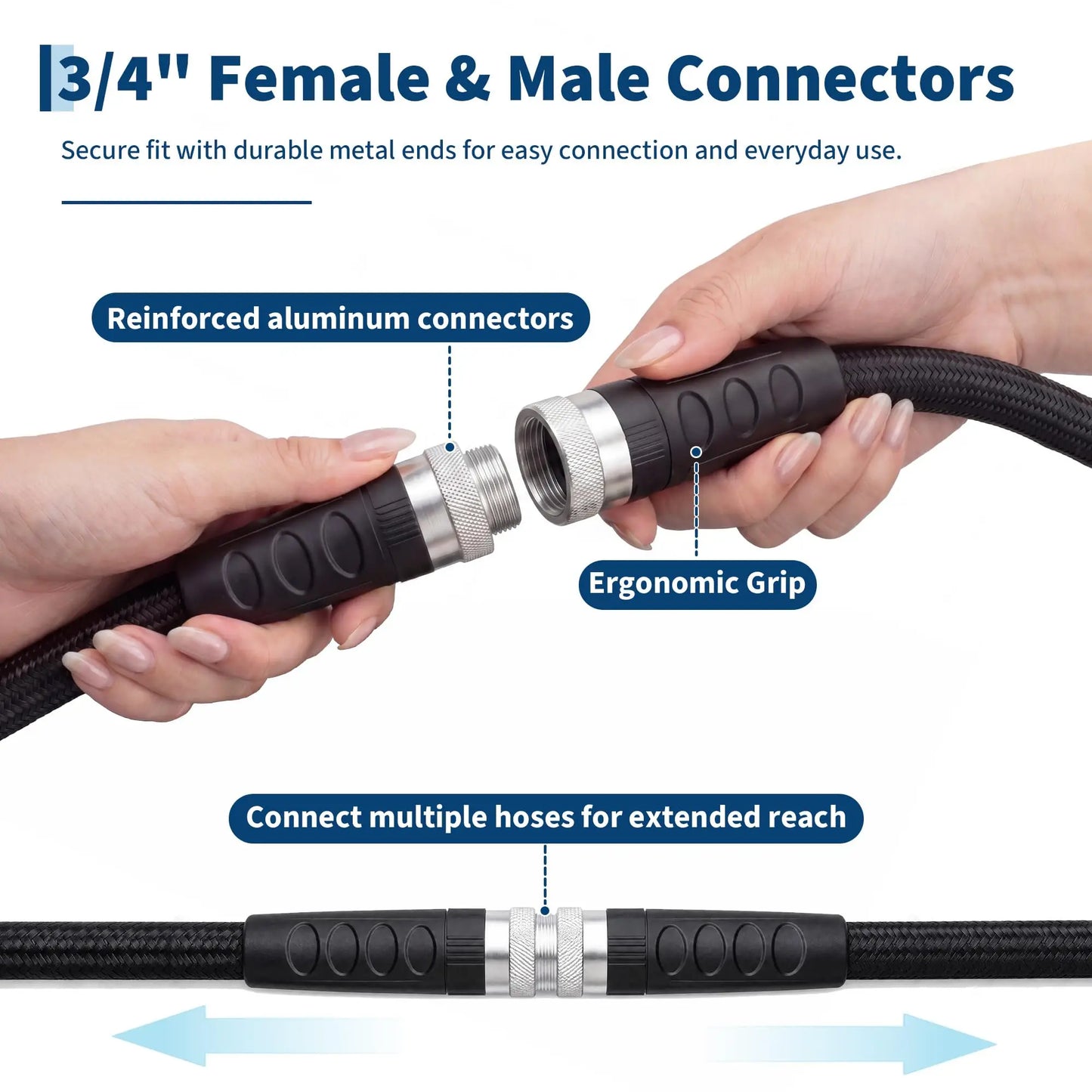HiMISS Nonexpandable Garden Hose With TPE Inner Tube Braided Kink Resistant