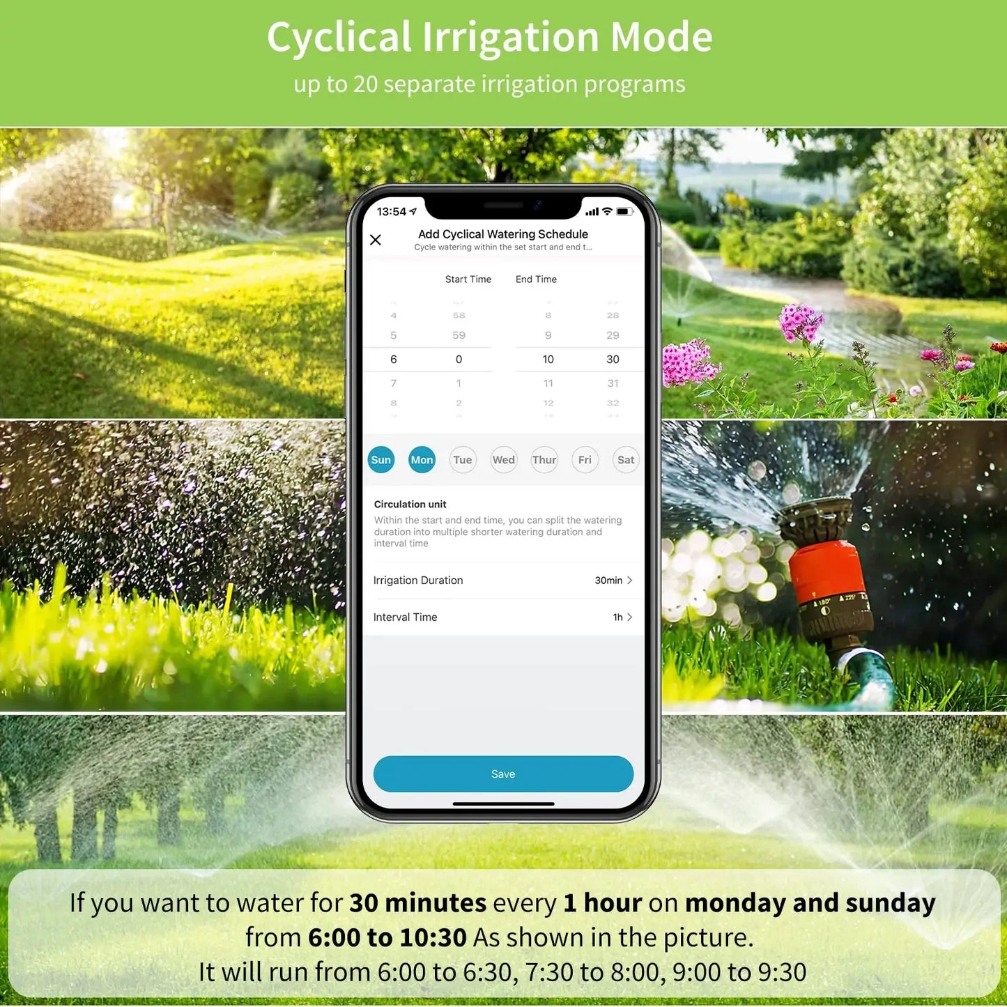 Diivoo Timed Sprinkler for Bluetooth Smart Water Timer for Garden Hose Up to 20 Separate Watering Schedules Rain Delay