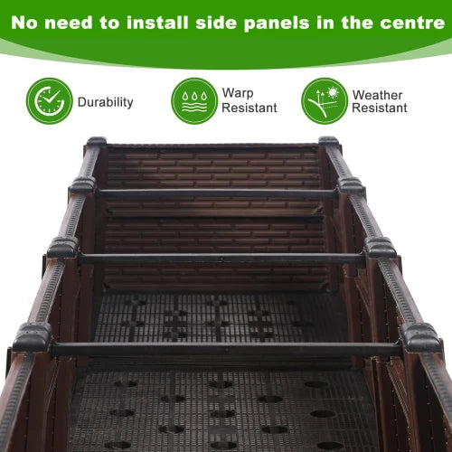 All-Weather Raised Planter Box - Polypropylene, 440lb Capacity & Drainage Outlet Outdoor