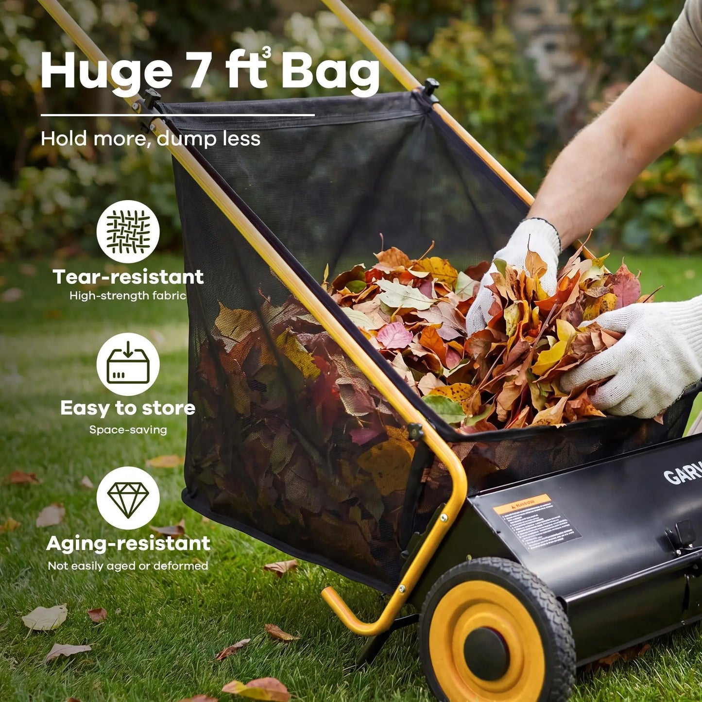HiMISS Push Lawn Sweeper With Adjustable Brush Height For Grass