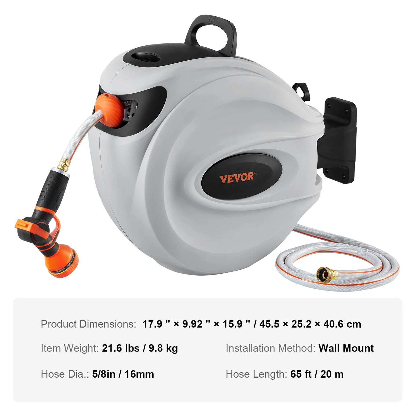 SucceBuy Retractable Hose Reel 180 Swivel Wall Mount with Nozzle