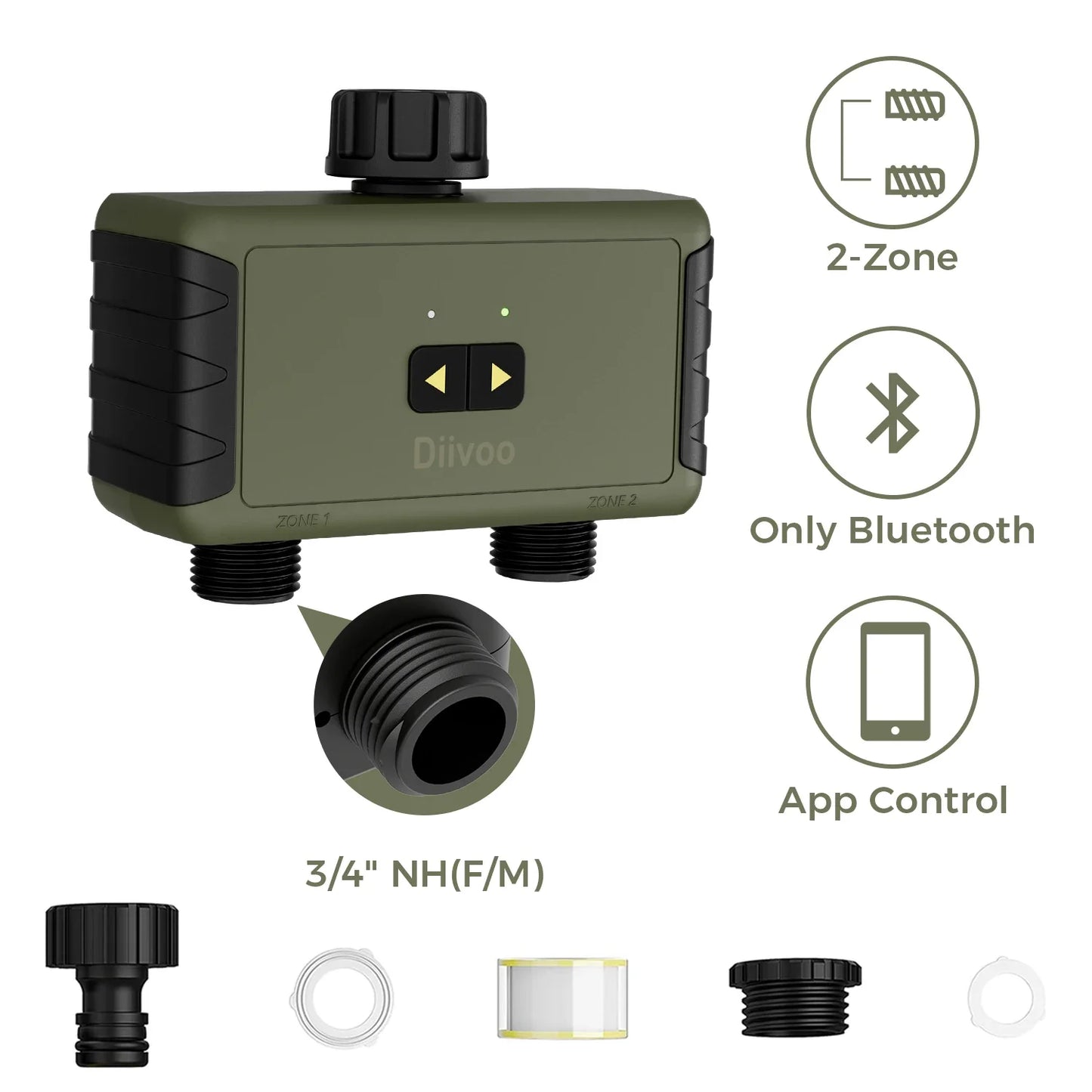 Diivoo Timed Sprinkler for Bluetooth Smart Water Timer for Garden Hose Up to 20 Separate Watering Schedules Rain Delay