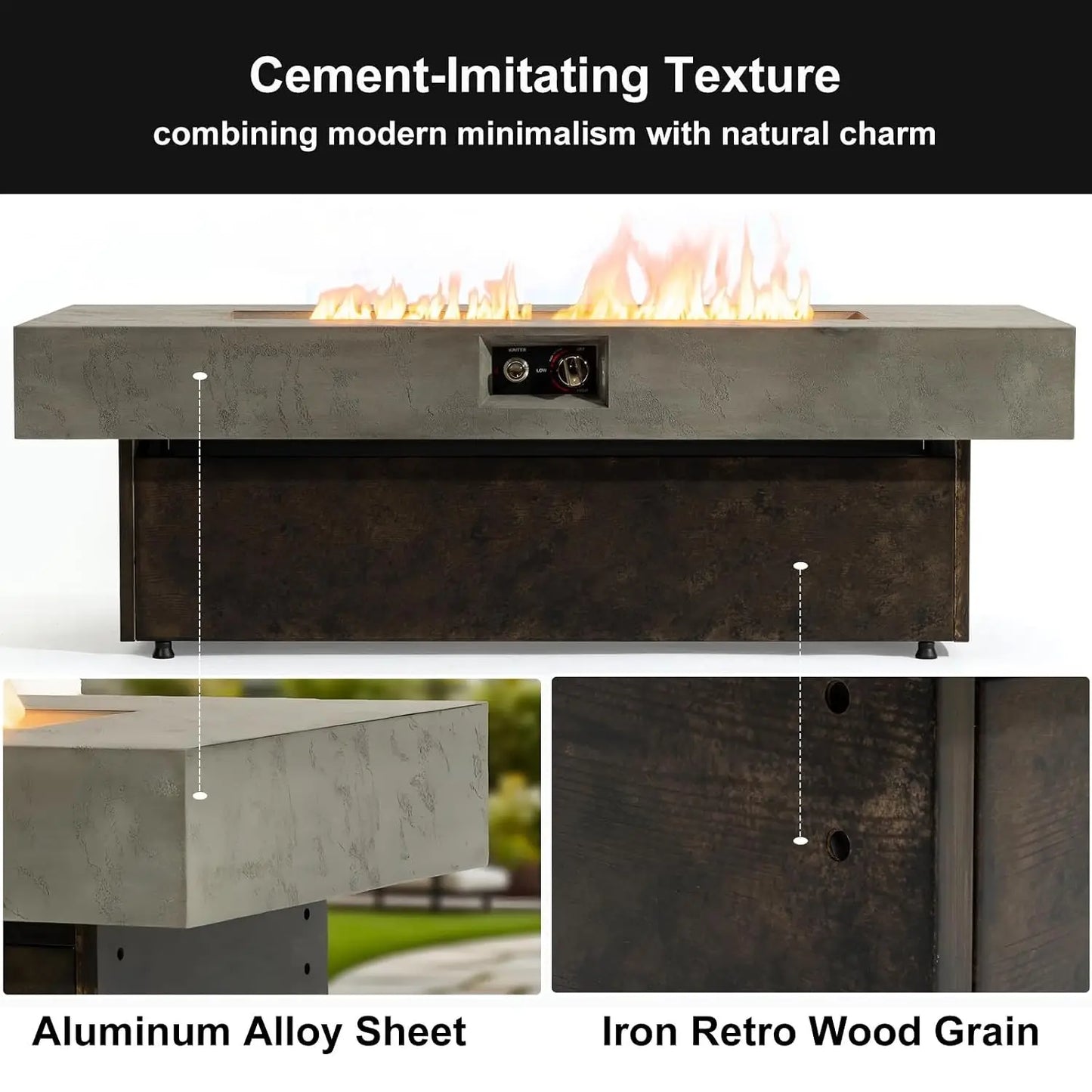Outdoor Propane Fire Pit Table 50,000 BTU for Patio
