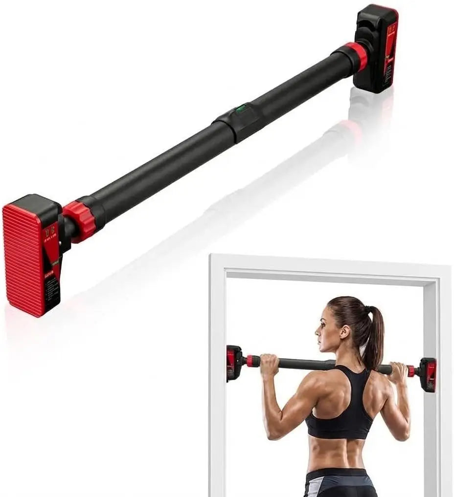 Adjustable Pull Up Bar For Doorway No Screw Chin Up Bar With Level Meter Max Load 440 Lbs Width From 27.6 To 42 Inches Strength Training Bar For Home Gym And Office