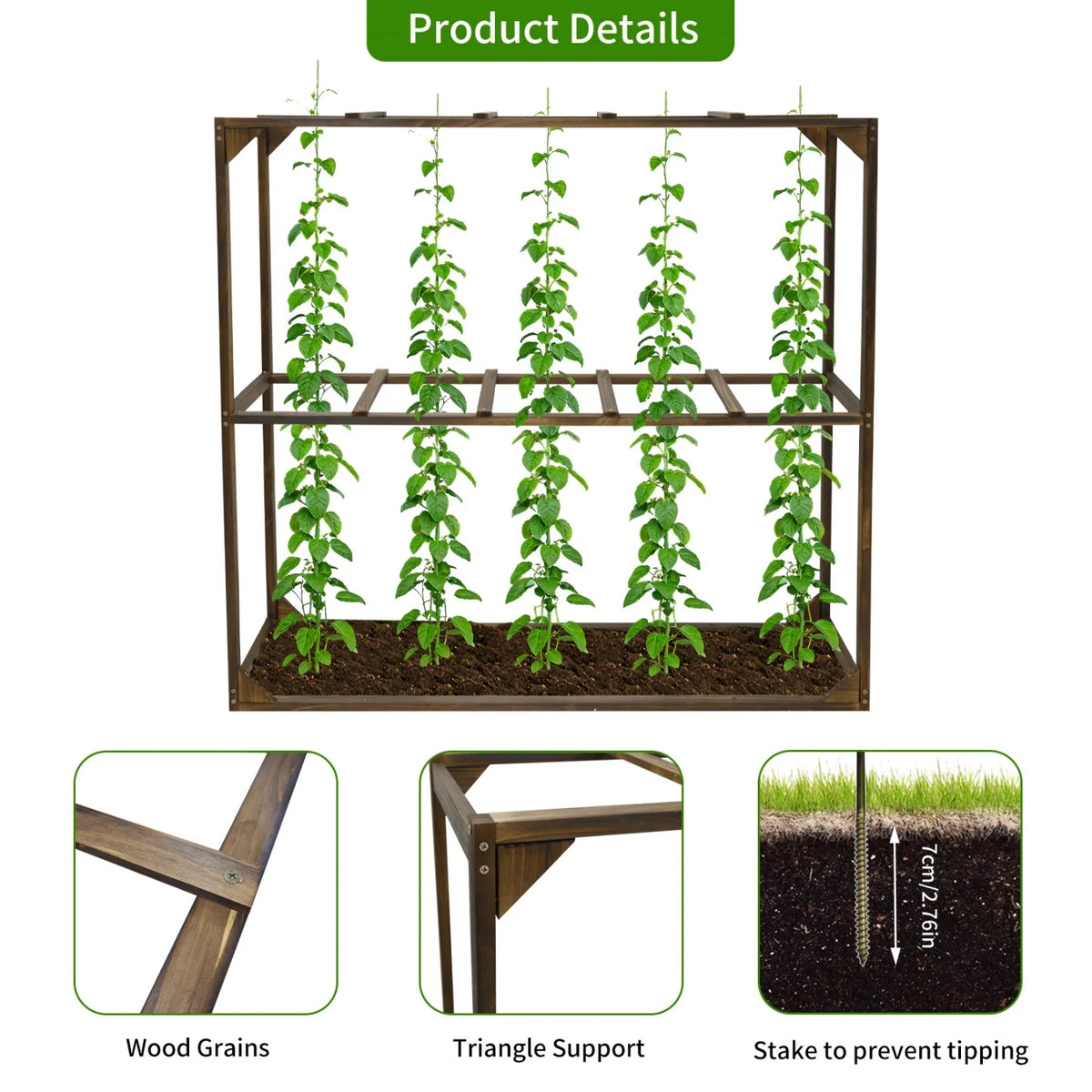 Wooden Outdoor Garden Vegetable Support Trellis Frame For Plants