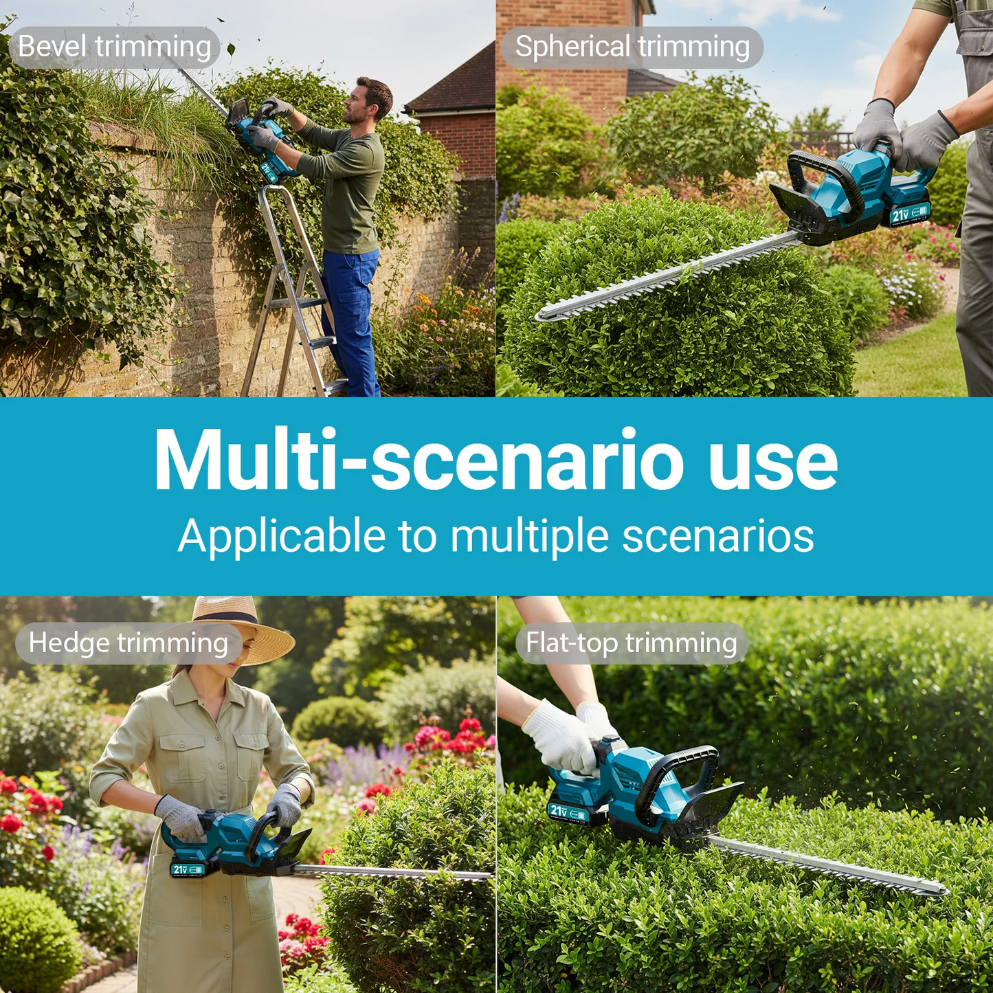 XYSD Brushless Cordless Hedge Trimmer With Battery 180 Degree Rotating Head