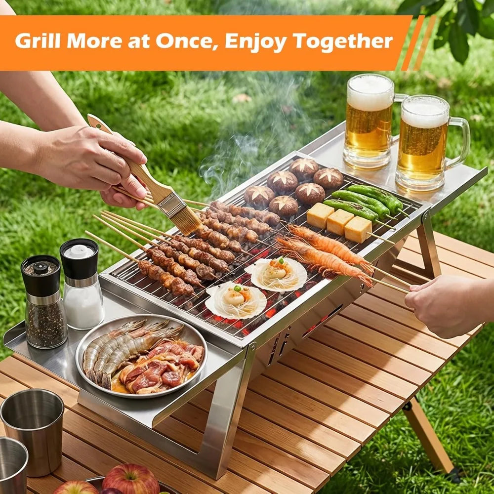 XIUWO Compact Foldable Charcoal Grill With 4 Level Heat Control
