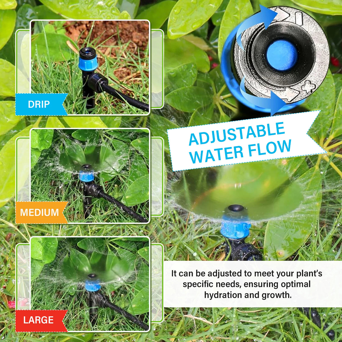 Drip Irrigation Kit for Garden Plants, Adjustable Watering System with Hose and Emitters, DIY Micro Irrigation Set
