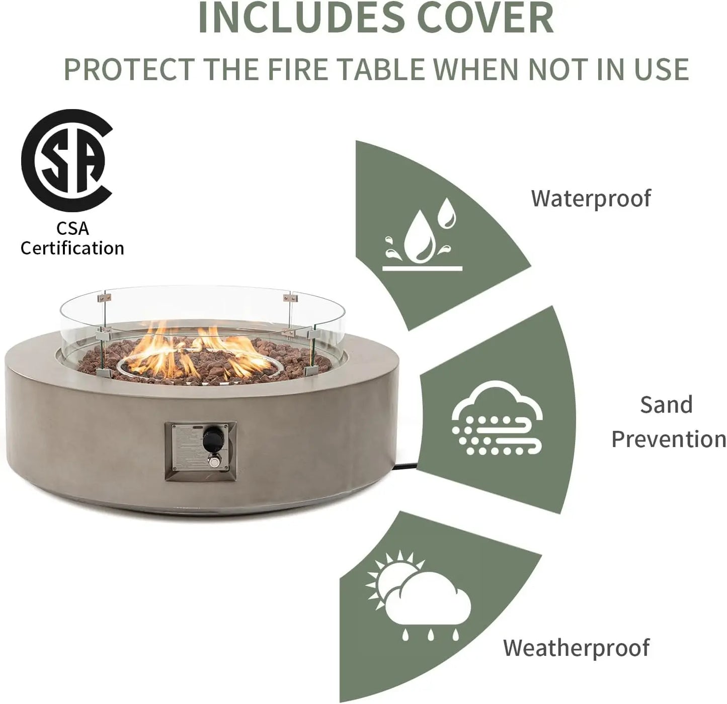 Outdoor Propane Fire Pit Coffee Table With 50000 BTU Stainless Steel Burner
