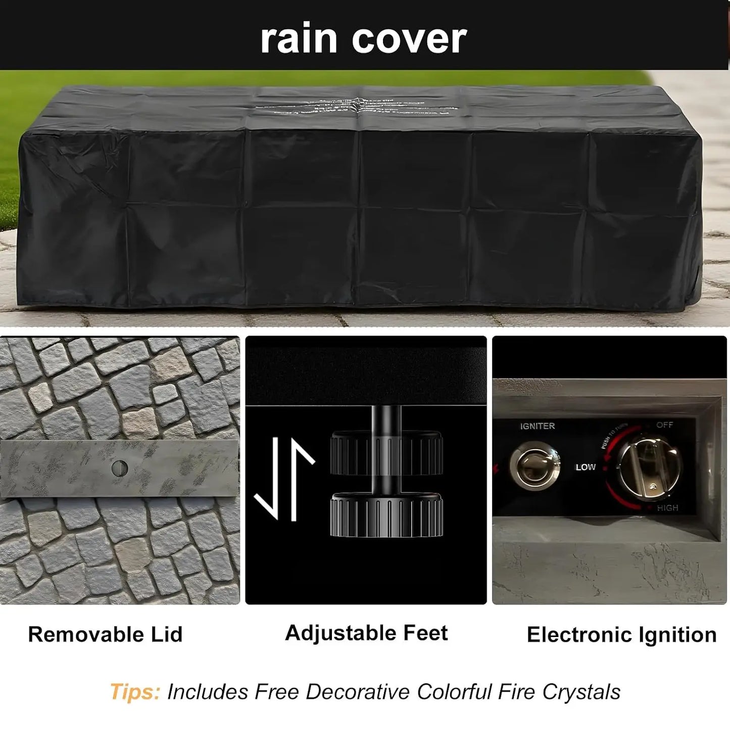 Outdoor Propane Fire Pit Table 50,000 BTU for Patio