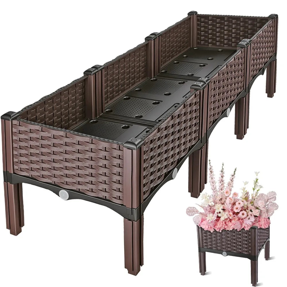 Raised Garden Bed Planter With Self Watering Elevated Design Outdoor