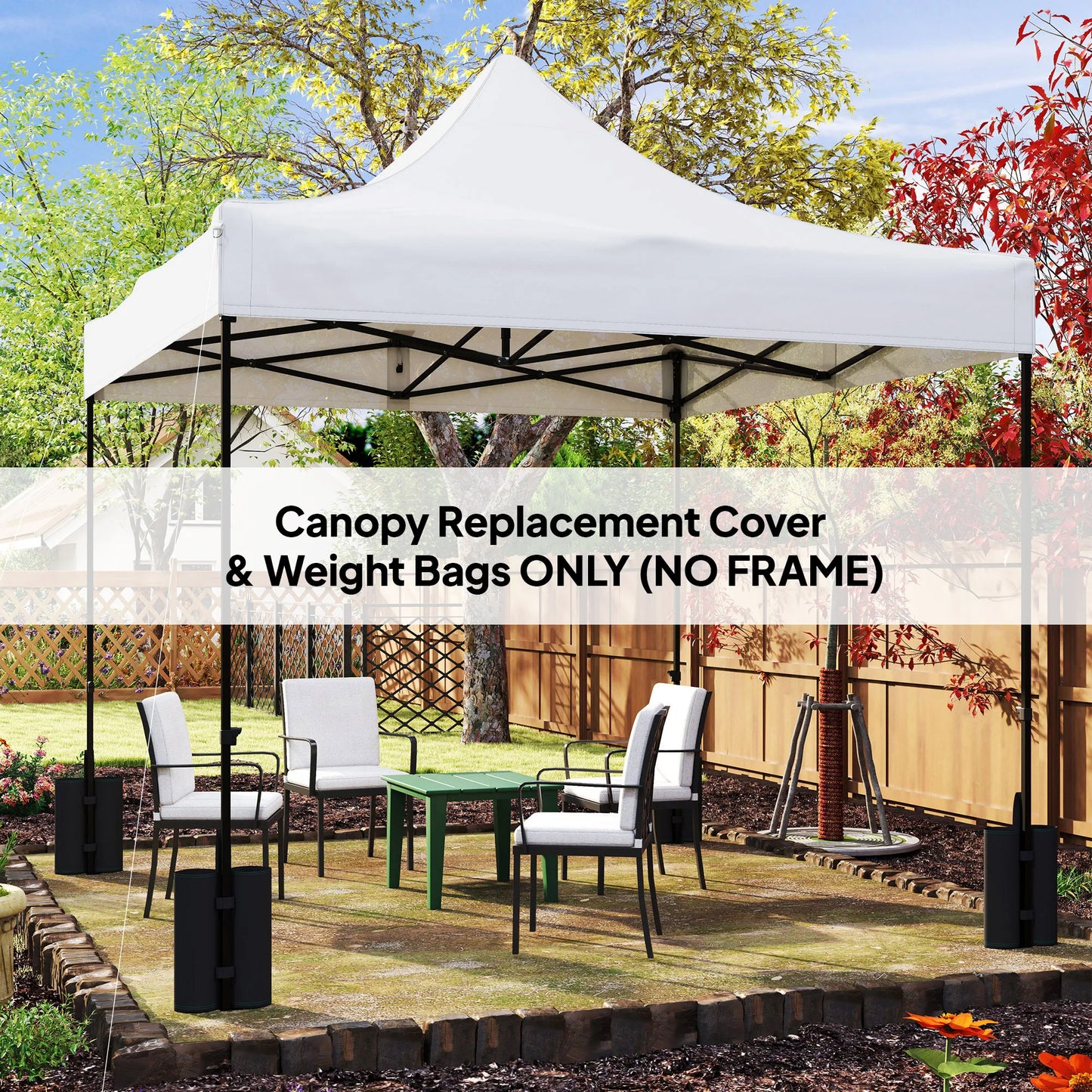 10' x 10' Pop up Canopy Replacement Top with Weight Bags, White