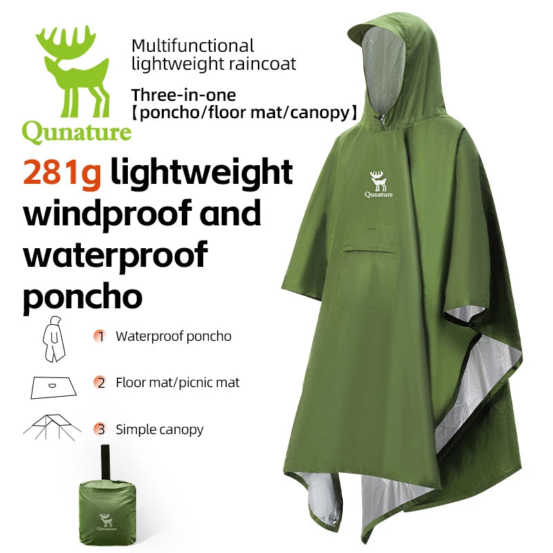 Qunature Raincoat Waterproof Lightweight Multisport Poncho