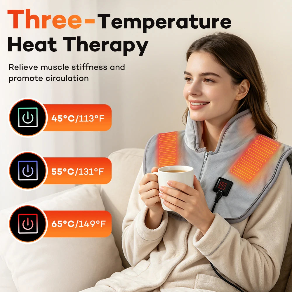 Heating Pad for Neck and Shoulders and Back Three Gear Hot Compress Cervical Shawl Warmer USB for Shoulder Neck Back Relax Brace
