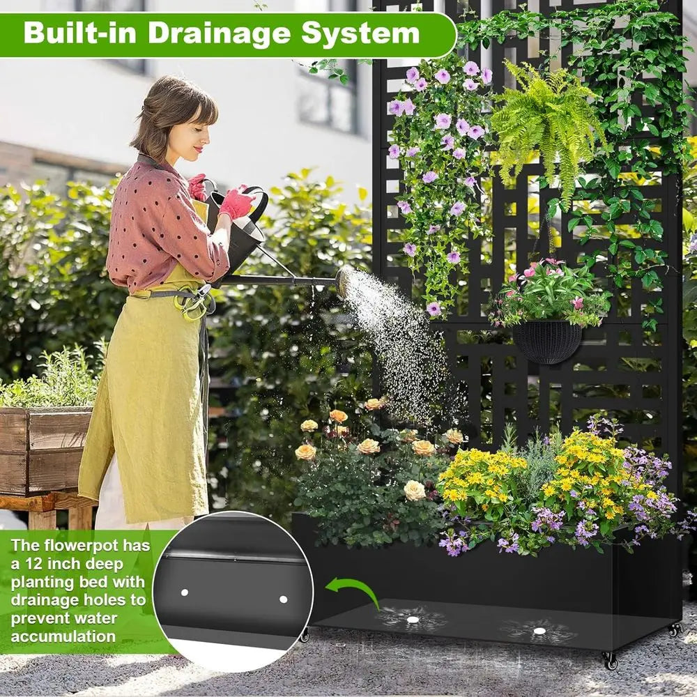 Metal Planter Box Trellis Raised Garden Bed Drainage Holes