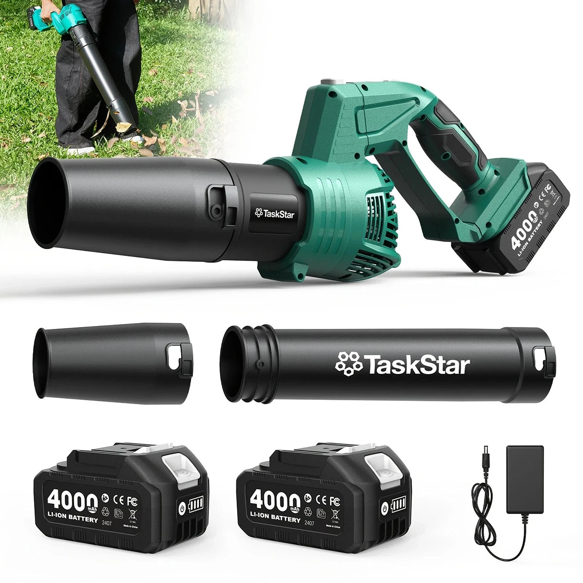TaskStar Cordless Brushless Leaf Blower 550 CFM With Swivel Head