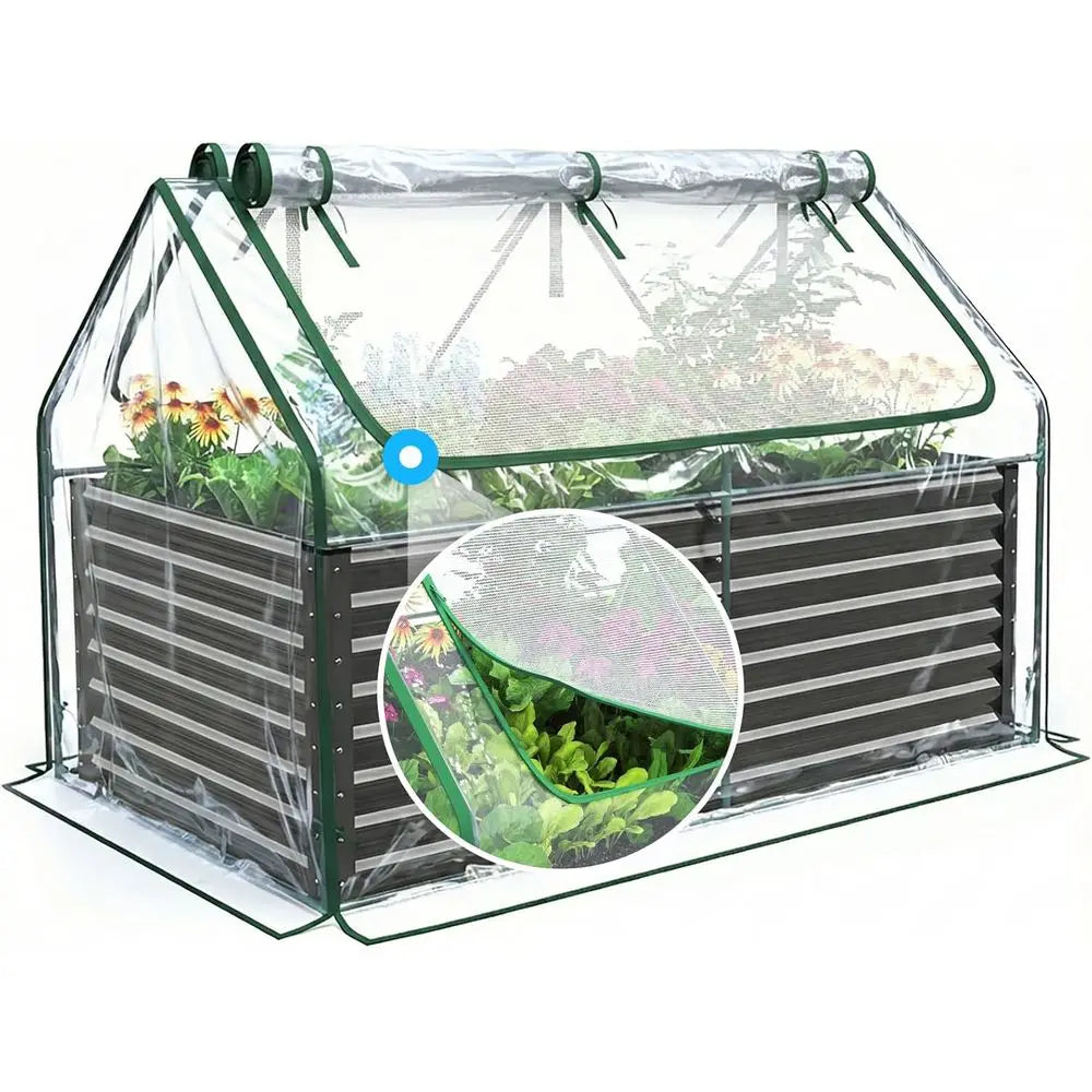 Quictent Raised Garden Bed Galvanized Raised Beds or Gardening Vegetables with Cover 6x3x2 t Tall Metal Planter Box Outdoor Use