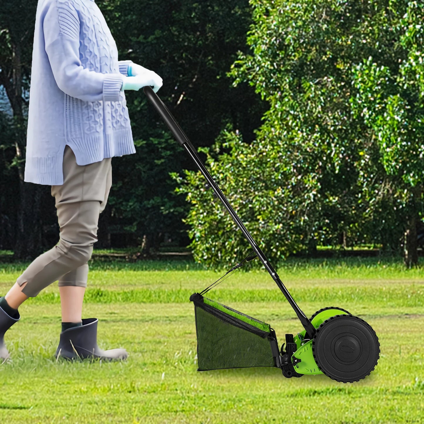 Bymaocar Manual Push Reel Lawn Mower Sweeper With Bag