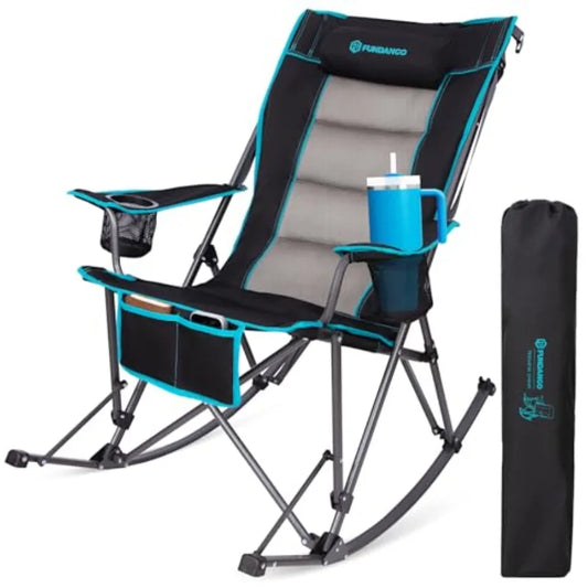 Outdoor Oversized Rocking Camping Chair For Adults With Steel Frame