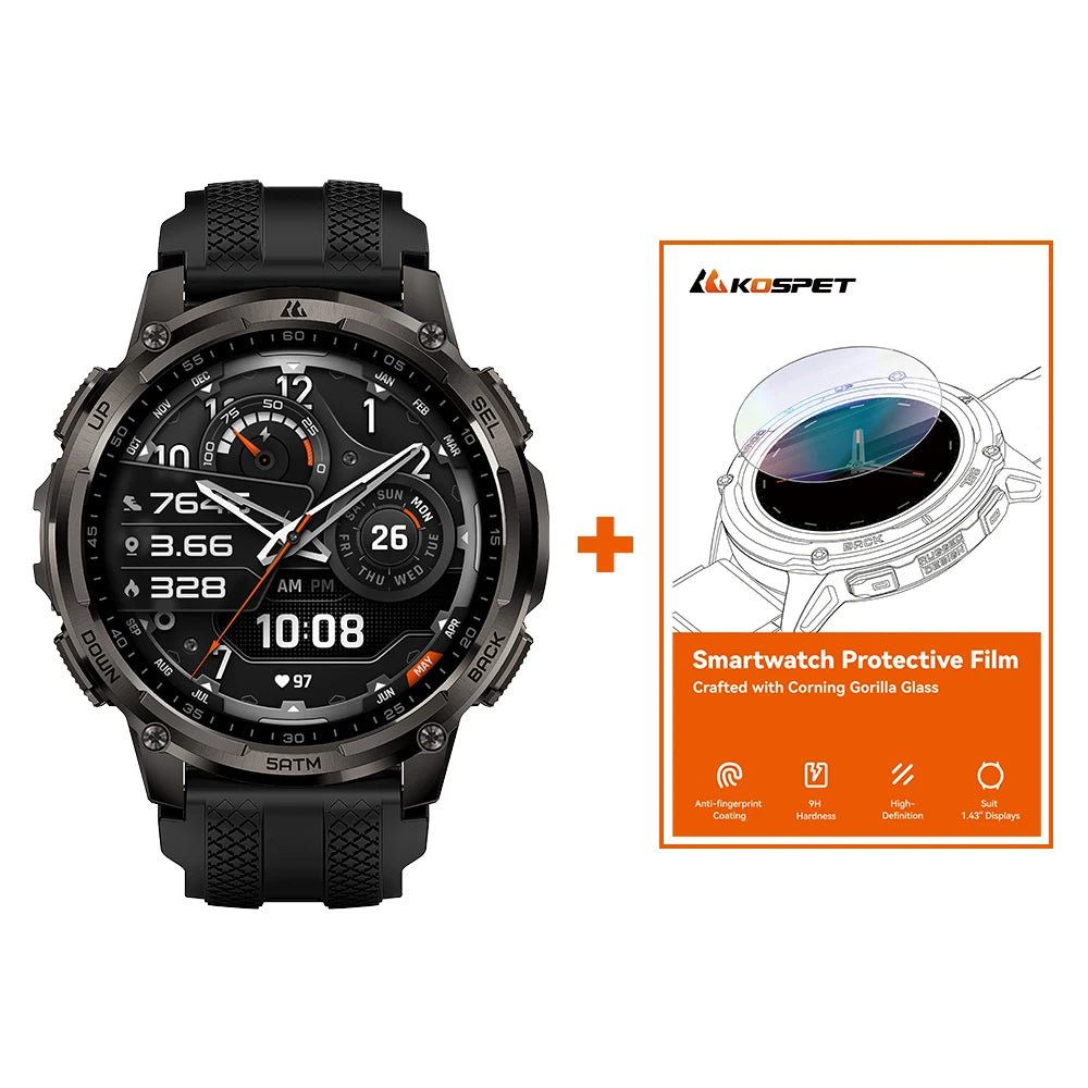 Kospe Tank T4C Smartwatch Rugged Outdoor GPS Health Tracker