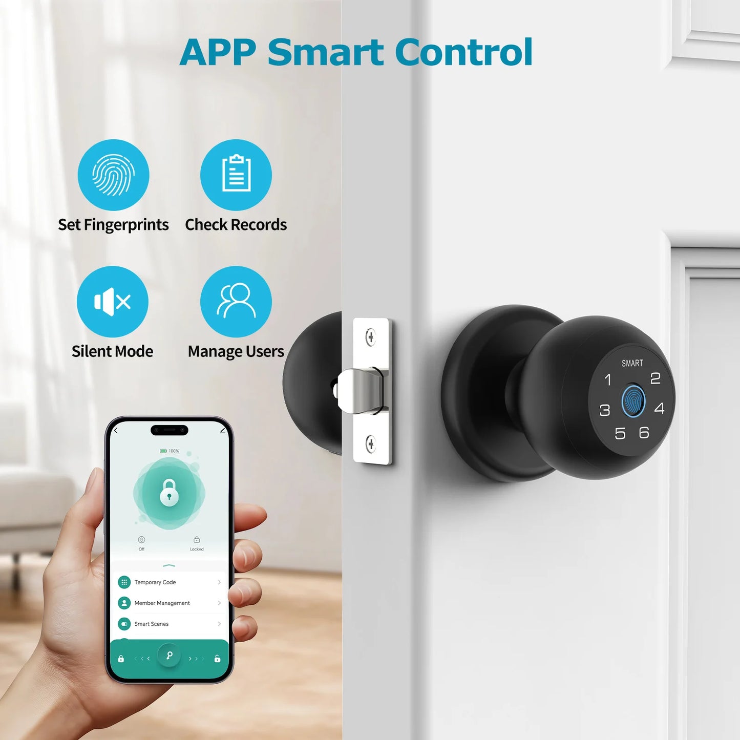Viladepot Smart Lock Keyless Entry Lock With Biometric Fingerprint Bluetooth