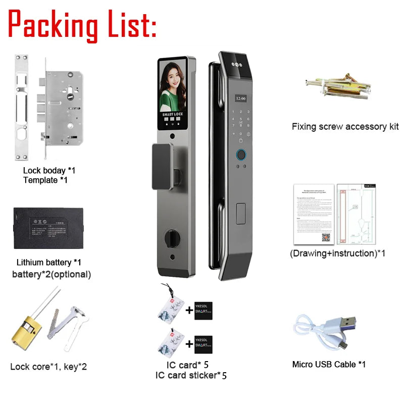 YKESDL Smart Lock With Camera 3D Face Recognition And Fingerprint
