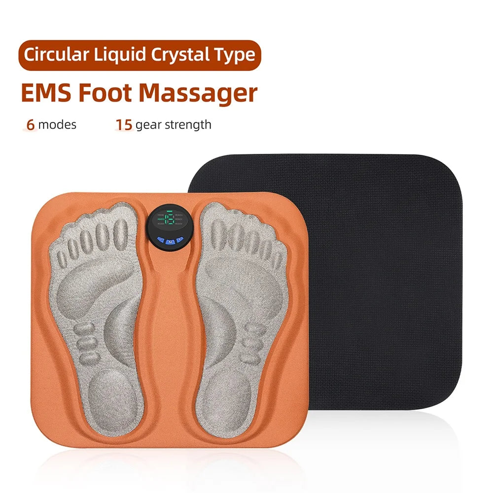 3D Smart Rechargeable Foot Massage Pad EMS Remote 6 Modes 15 Levels Electric Foot Massager Improves Blood Circulation Relax Muscles Slim Legs