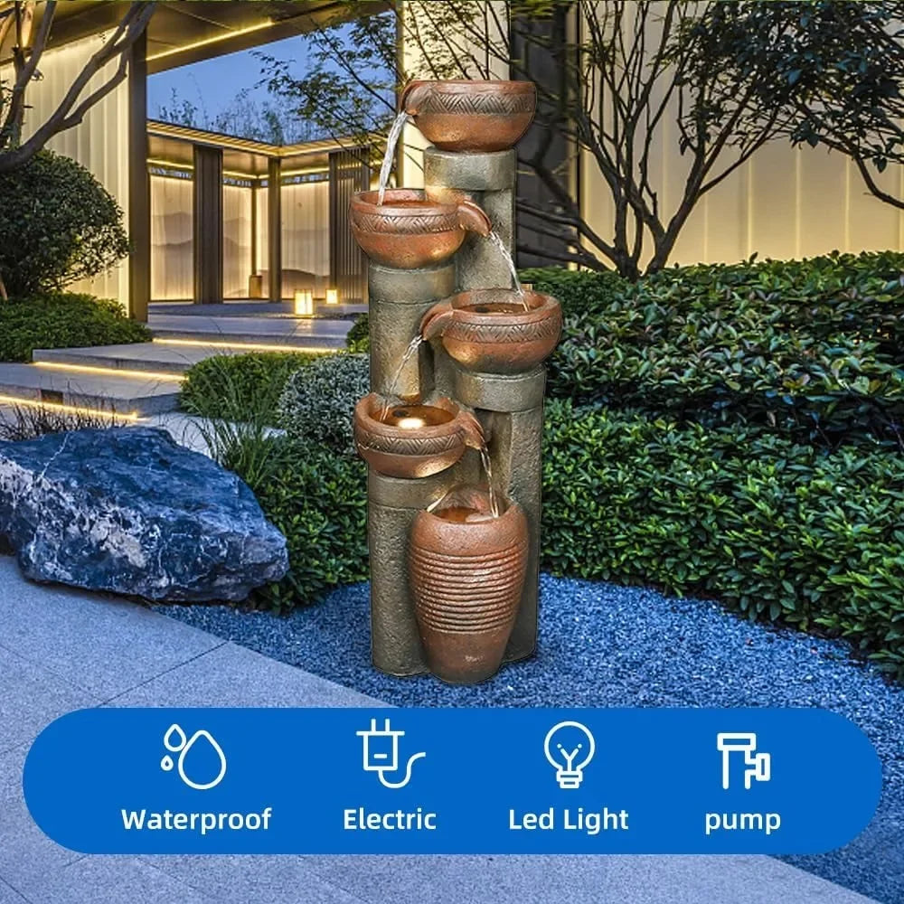 Five Tier Outdoor Garden Water Fountain Decor Resin Fountain