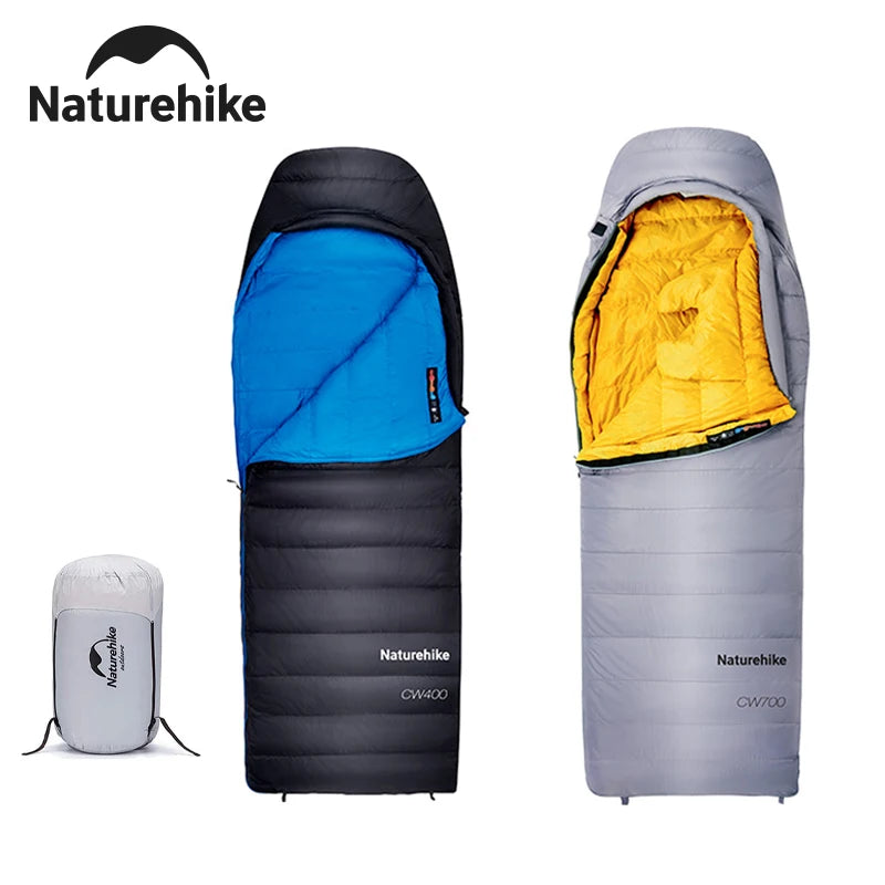Naturehike CW400/CW700 Ultralight 650FP Duck Down Sleeping Bag 4 Seasons Compact Portable Sleeping Bag for Outdoor Hiking Travel Winter Warm Down Sleeping Bag