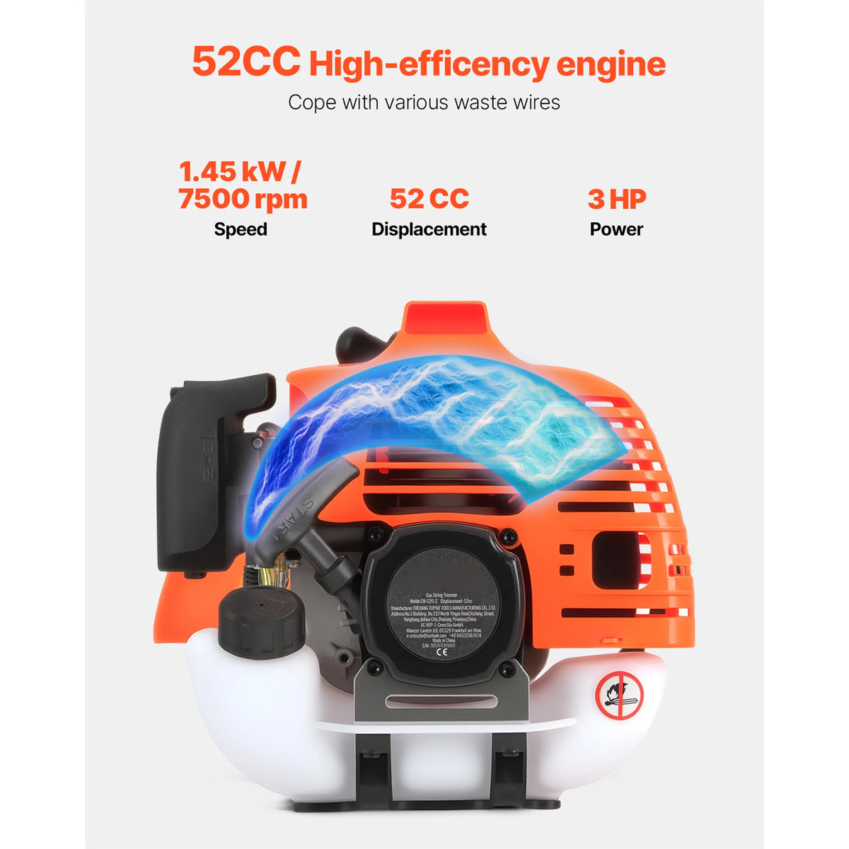 SucceBuy Cordless String Trimmer 26/43/52 cc 2-Stroke Gas Powered Lawn Edger with Shoulder Strap 3T Blade for Grass Cleaning