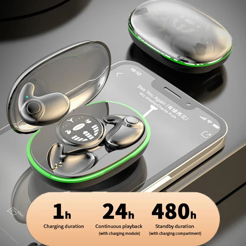 SHUKE Invisible Sleep Earphones Waterproof Bluetooth 5.3 Noise Reduction Earbuds