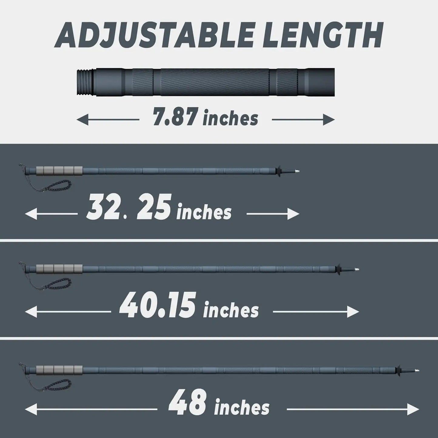 48' Modular Tactical Hiking Stick – 6-Piece Walking Stick with Compass, Screwdriver & Whistle, Tungsten Tip, Carry Pouch for Tra