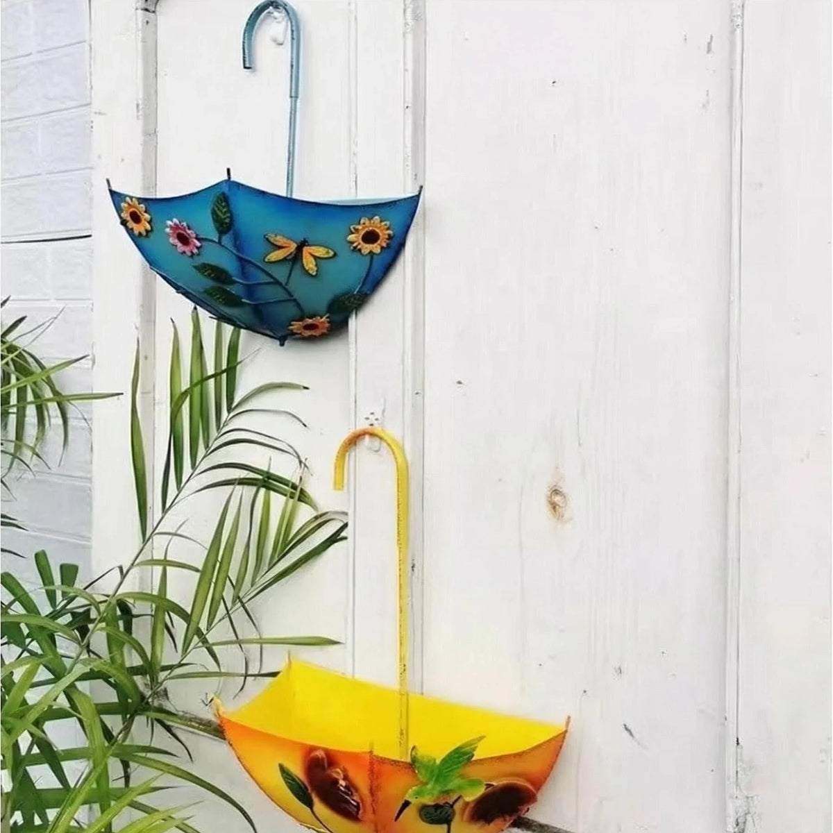 Wall Mounted Metal Umbrella Flower Basket Hanging Planter Stand