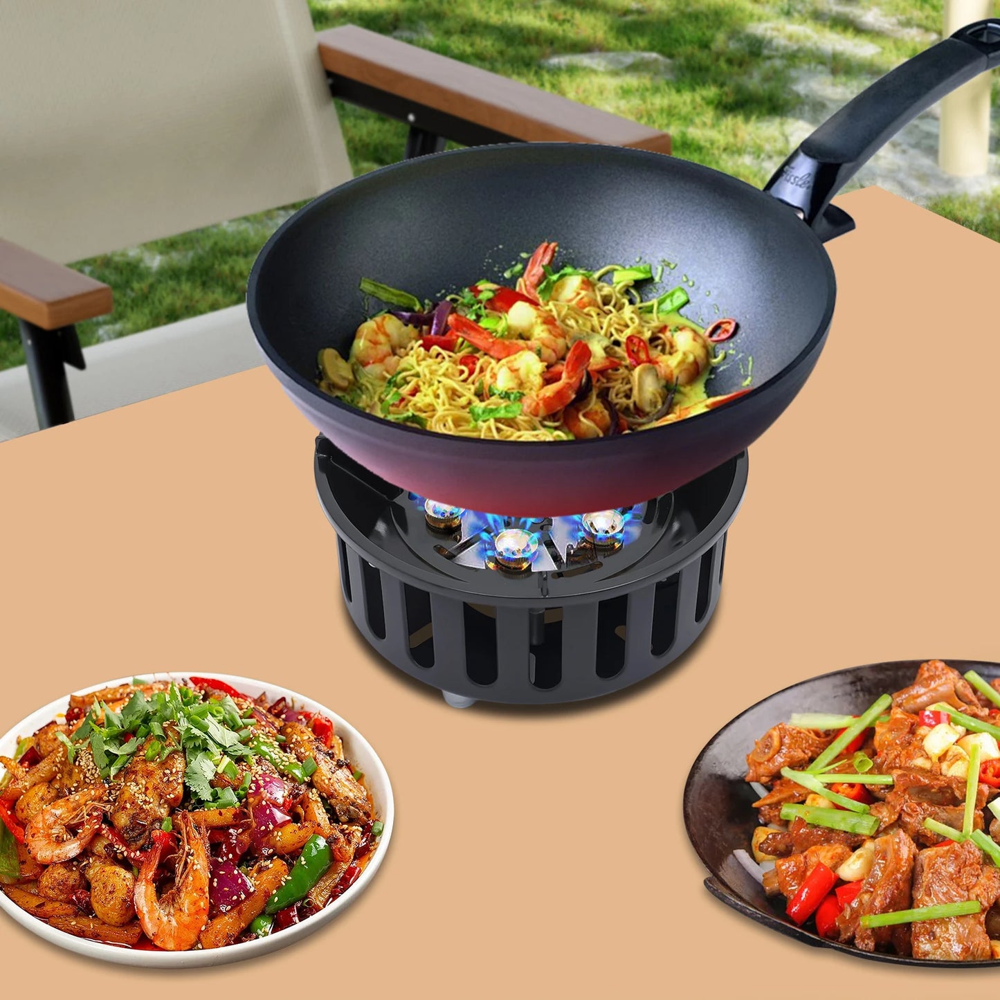 Portable Butane Propane Camping Stove With Adapters For Outdoor Cooking