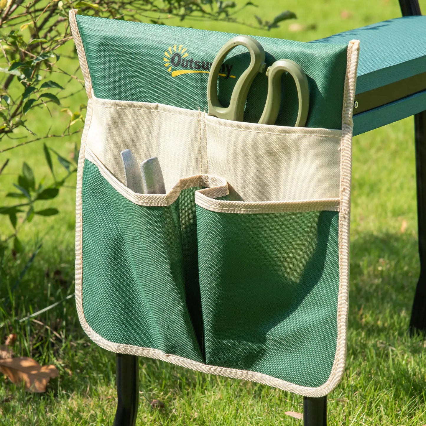 Outsunny Folding Garden Kneeler Stool Bench With Tool Pouch
