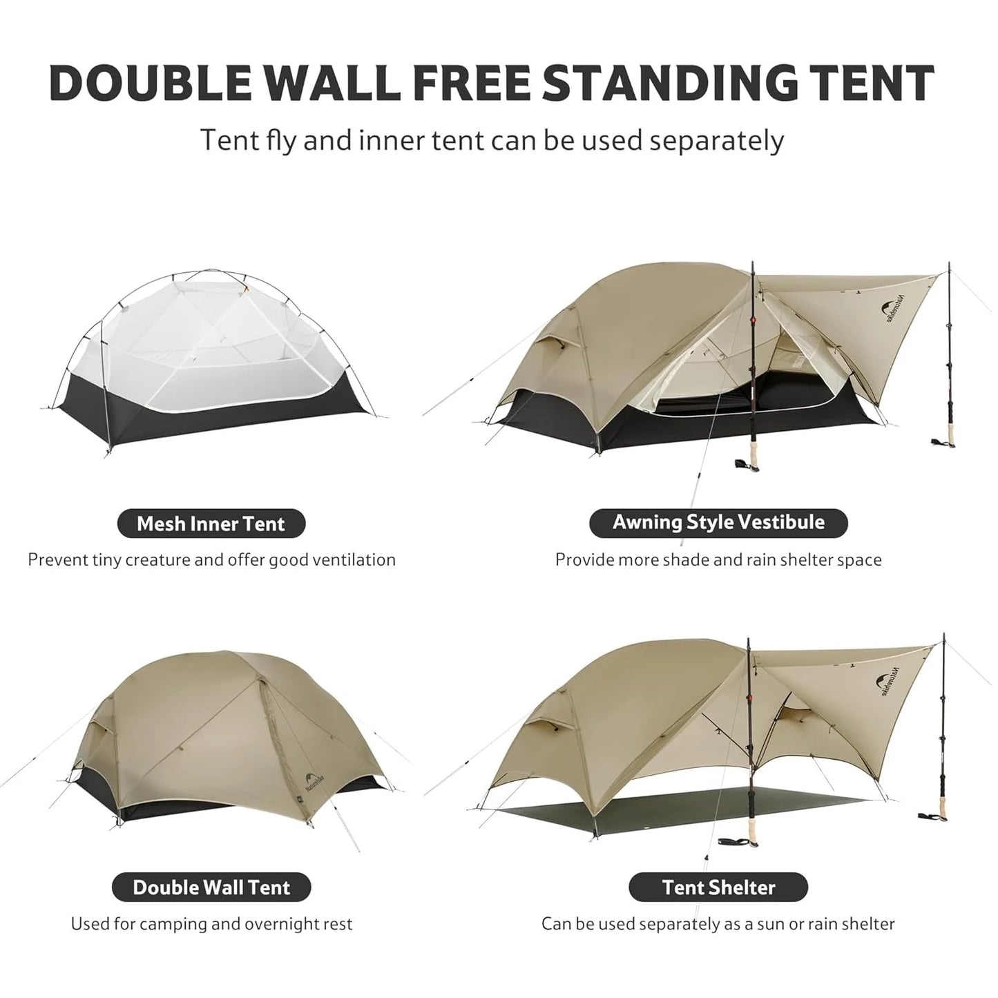 Naturehike Mongar UL 2 Person 3 Season Ultralight Backpacking Tent