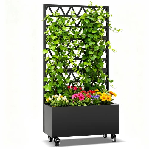 Metal Planter Box With Trellis Raised Garden Bed Galvanised Steel Outdoor
