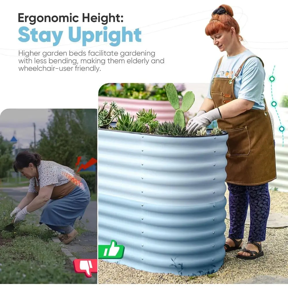 KING BIRD Raised Garden Bed 2.85 t Tall 6 in 1 Galvanized Planter Garden Box Outdoor or Gardening, Deep Root Vegetables, lowers