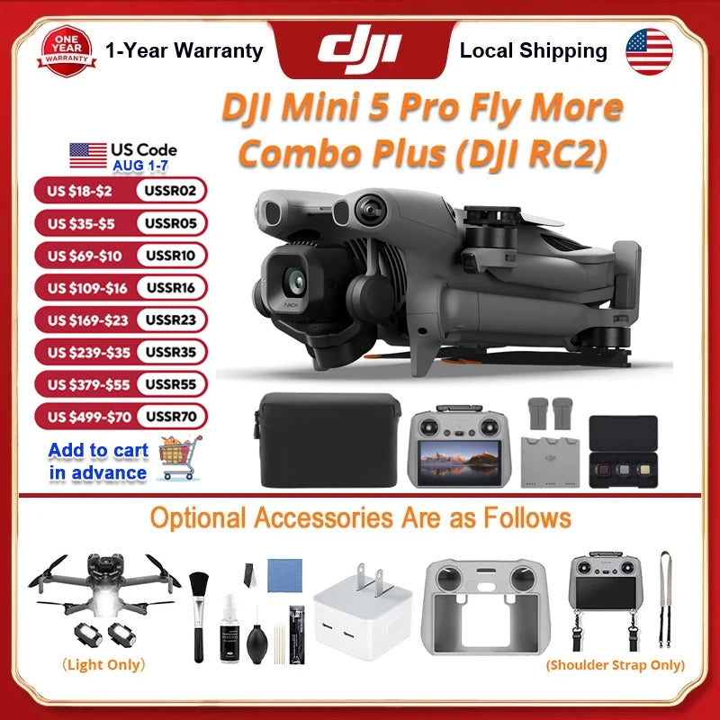 DJI Mini 5 Pro FlyMore Combo FPV Drone FourKCameraPro