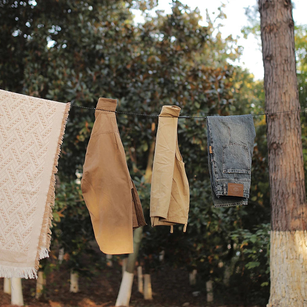 Camping Stretch Clothesline With Clips Portable Travel Laundry Drying Rope