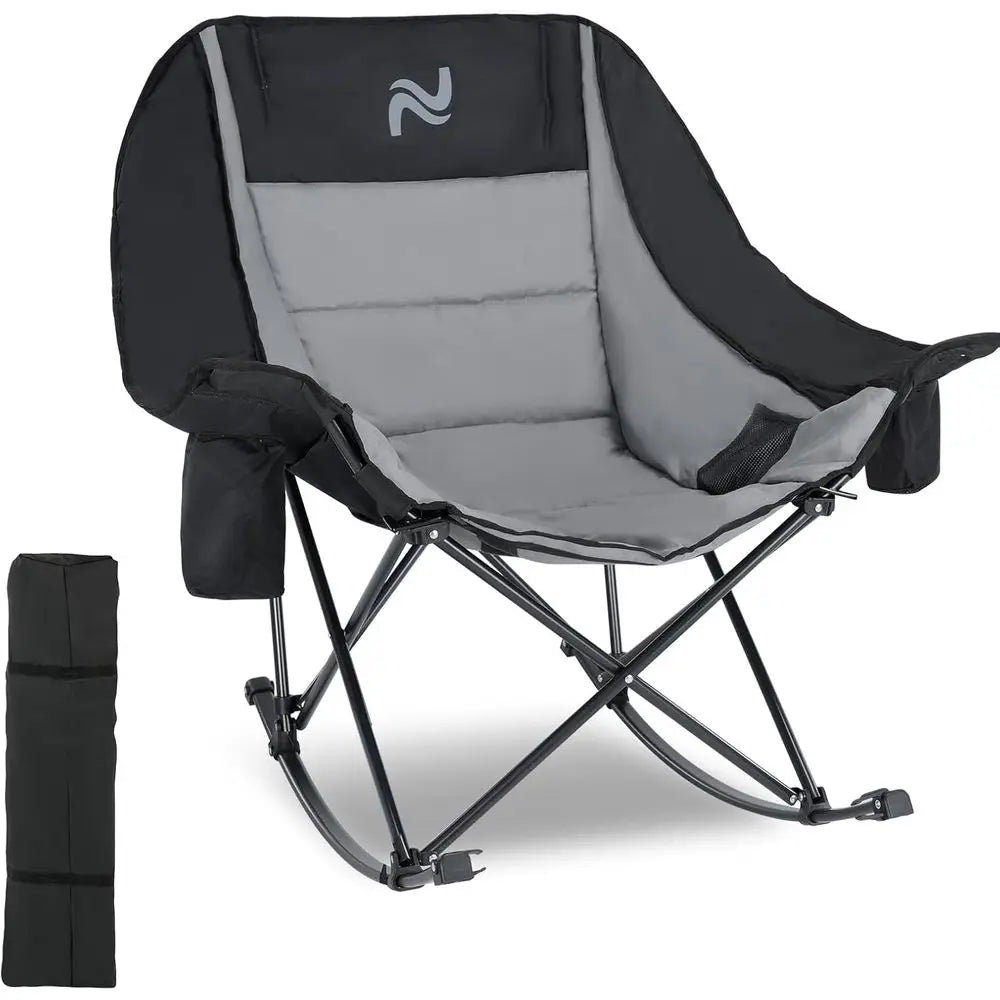 XMSJ Portable Rocking Chair With Cooler Bag For Outdoor Use