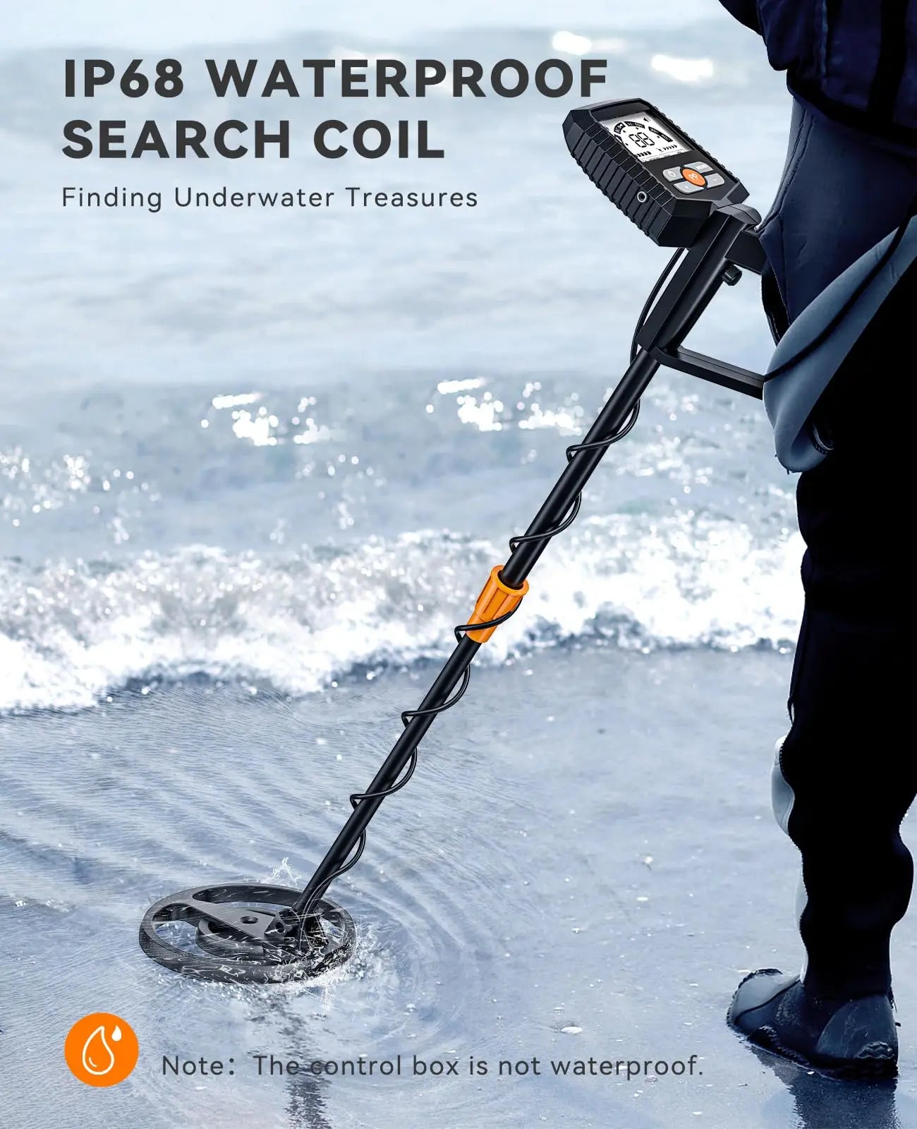 SUNPOW Metal Detector for Adults & Kids, 8"  IP68 Waterproof Coil, 4 Detection Modes Large LCD, Lightweight CE Certified for Family Outdoor Gold Treasure Hunting, MD13