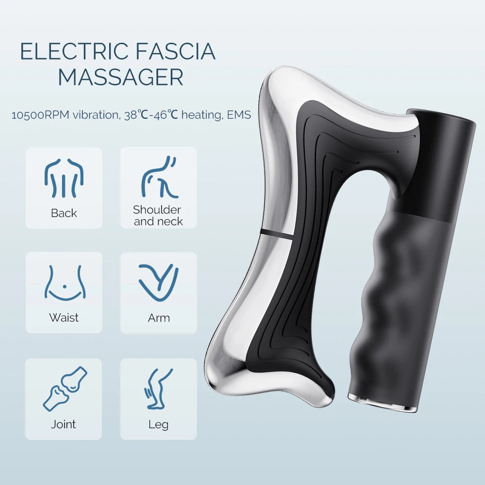 10500RPM High Speed Vibration Fascia Knife Massager Electric Muscle Scraper Blade Deep Tissue Body Relax Lifting Fitness Massage Tool