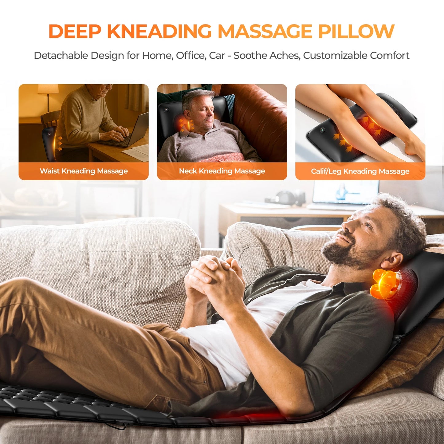 HOMEMASSA Shiatsu Full Body Massage Mat With Heat 10 Motors