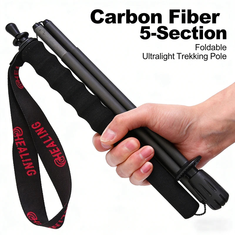 OKHEALING Ultralight Carbon Fiber Trekking Poles 2 Pack Foldable