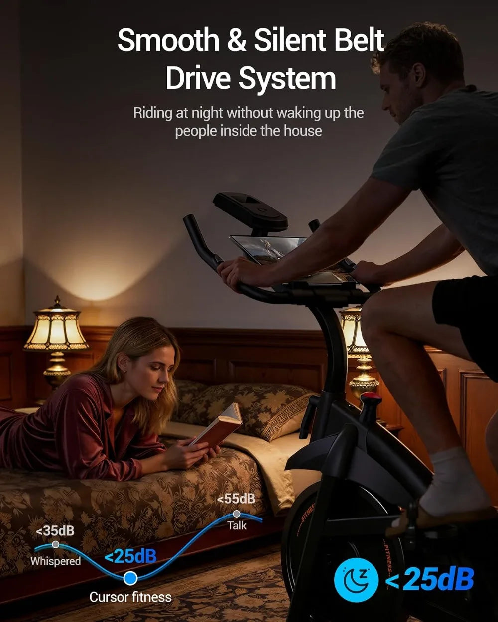 Exercise Bike for Home, Indoor Cycling Spin Bike with Extra Comfort Seat, 300 lb Weight Capacity
