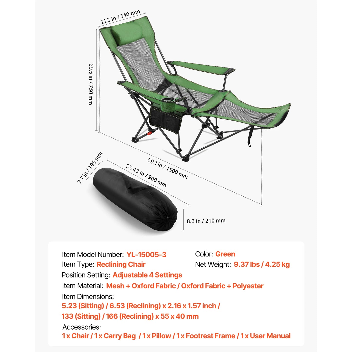 SucceBuy Folding Camping Chair, Outdoor High Back Chair Full Padded Beach Chairs with Armrest & Headrest Portable Lawn Chairs