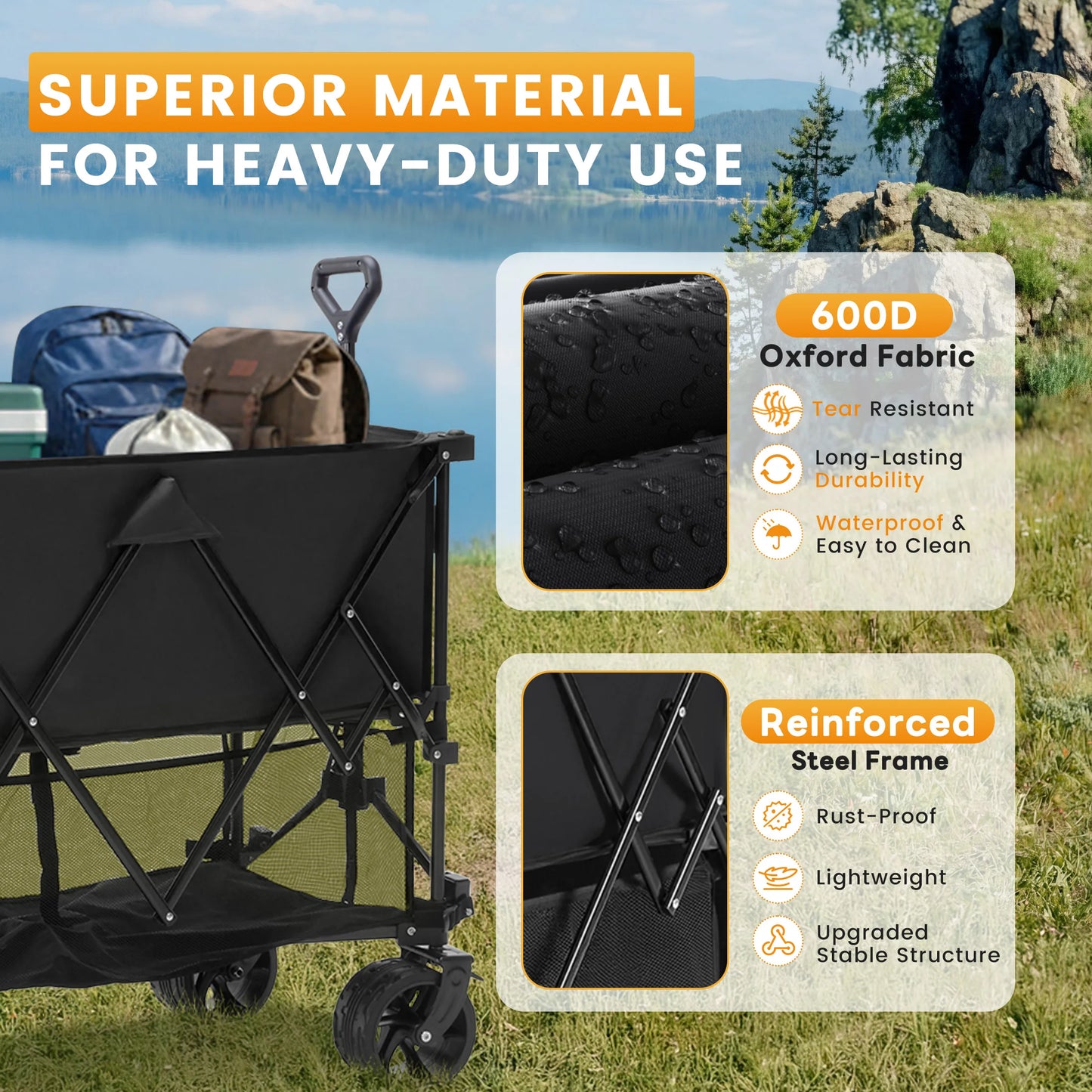 JHK Outdoor Double Decker Wagon Cart 440 Lb Capacity